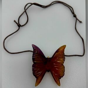 DAUM france Purple and Orange Butterfly necklace